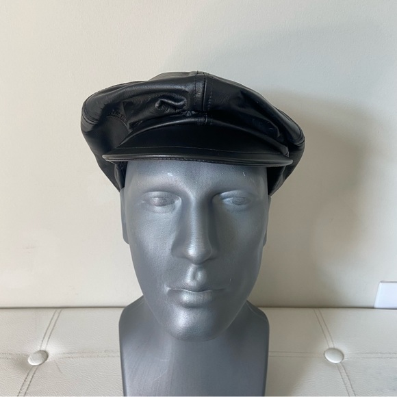 Lord & Taylor Vintage Newsboy Leather Biker Driving Hat - Picture 3 of 12
